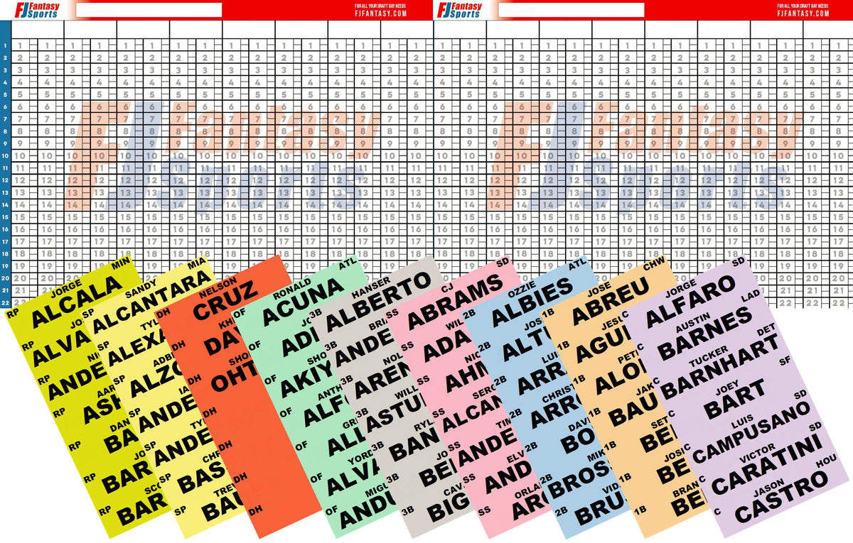 2023 Fantasy Baseball Draft Board w/AL & NL Players | XL Labels