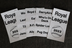 Blank Set of League & Team Name Labels (Replacements)